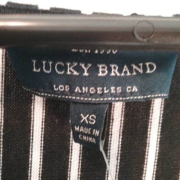 Lucky Brand Top Boho Black & White Striped New! XS - Picture 11 of 16